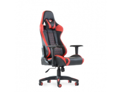 Кресло Barneo K-53 черная кожа красные вставки, газлифт 3кл, реклайнер игровое купить в Алуште