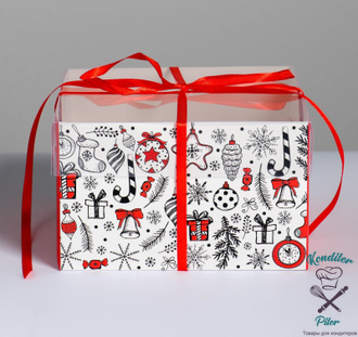 Коробка для капкейка «Время добрых подарков», 16 × 16 × 10 см