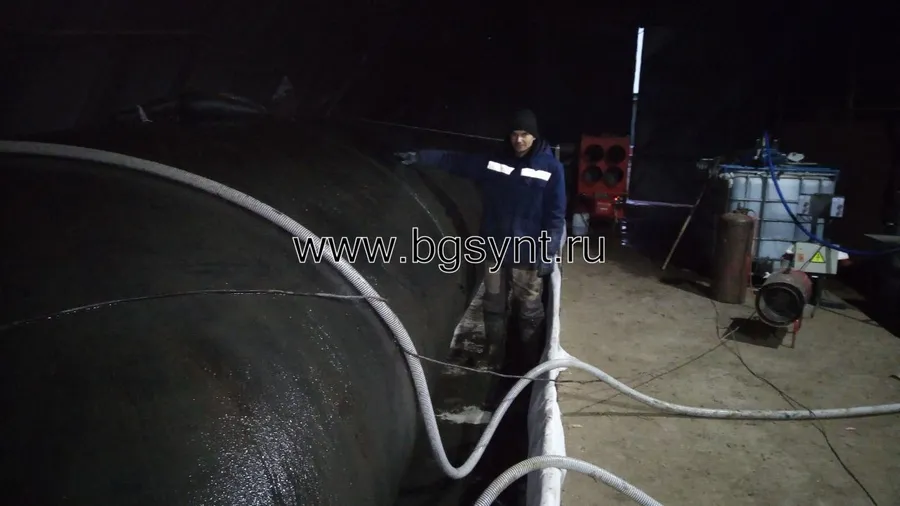 Обезвоживание осадка в геотубах МИАТУБА в зимнее время в ангаре