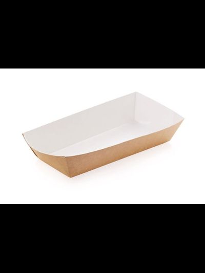 Большой лоток для фаст-фуда (крафт/белый), 220*115*42