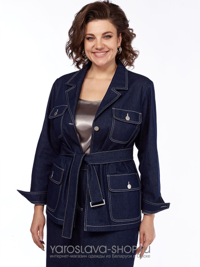 Женский юбочный джинсовый костюм