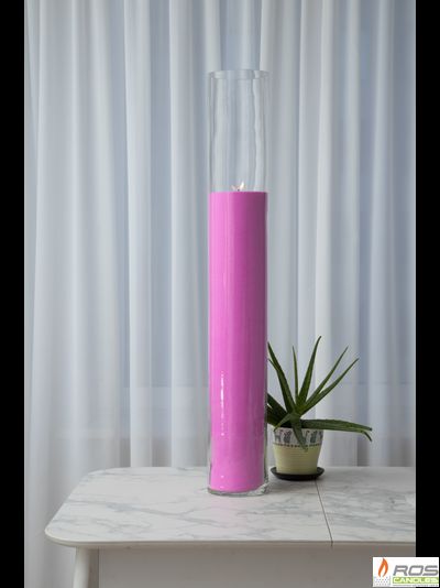 Насыпная свеча "Цилиндр 100 см", розовая "Розовый", с отдушкой "Ванильная карамель"