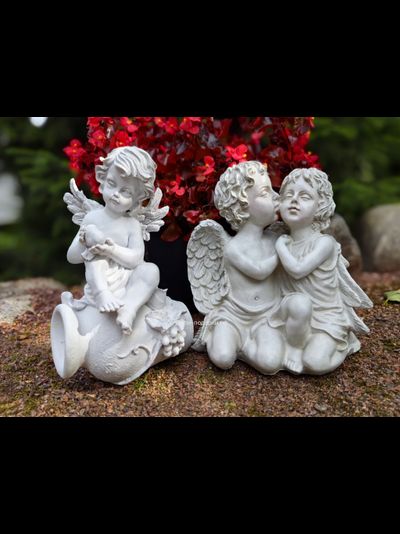 Садовая скульптура Ангелы влюбленные 30*30см   1,2кг     полистоун Россия 1748/028638*