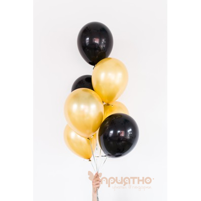 Фонтан из латексных воздушных шаров "золото-черный"