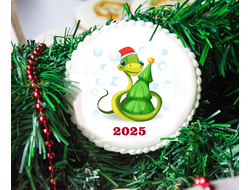 Имбирный пряник 2025 . диаметр -10 см. " Змейка с елкой"