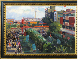 Сосновская А.Е. Праздник на площади УЗТМ  1950-е гг. Картон, масло 71Х100 (13)