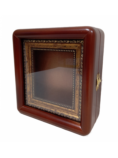 Киот "Антик" деревянный с багетной рамой "под золото", для иконы формата 9х10,5см.