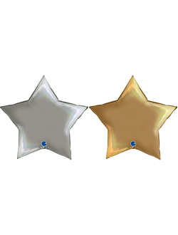 Шар 18"/46 см Звезда, Голография, Италия, МИКС