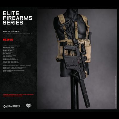Пистолет-пулемет KRISS VECTOR с разгрузочным жилетом, подсумками и магазинами 1/6 ELITE FIREARMS SERIES 3 (EF013) - DAMTOYS