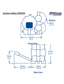 Ножная помпа самовсасывающая камбузная Whale Gusher Galley Mk 3 GP-5 GP0550 9 л/мин 13 мм правый рычаг