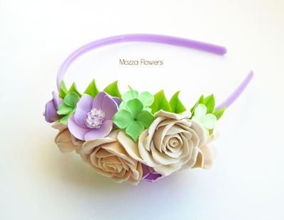 Ободок "Кремово-сиреневый"