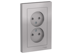 Розетка 2+2Р шторки, алюминий, серия Atlas Design