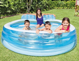 Intex, Детский надувной бассейн 224х216х76см "Семейный" с диваном и подстаканниками, 590л, от 3 лет 57190