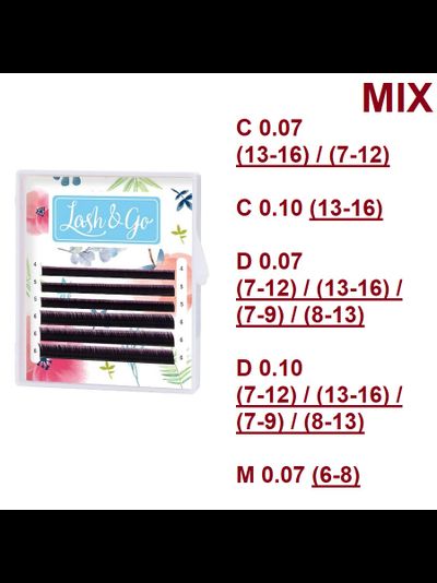 Ресницы чёрные Lash&amp;Go - mini MIX (6 линий)