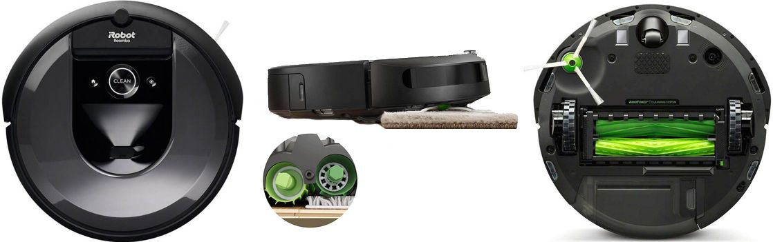 Вид снизу и сверху робота пылесоса iRobot Roomba i7