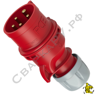 Вилка кабельная PCE Shark 025-6 380В/32А 5 полюсов IP44 CEE ударопрочная брызгозащищенная