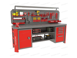 Верстак слесарный двухтумбовый с тисками Гефест-ВС-1005-ЭПО-Т2–Н2