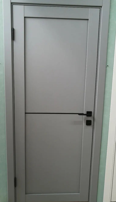 OPTIMA PORTE (ОПТИМА ПОРТЕ)/ TURIN (ТУРИН) 502 АПП SB, СЕРЫЙ/ ПОЛОТНО ГЛУХОЕ с ГОРИЗОНТАЛЬНЫМ ЧЕРНЫМ МОЛДИНГОМ