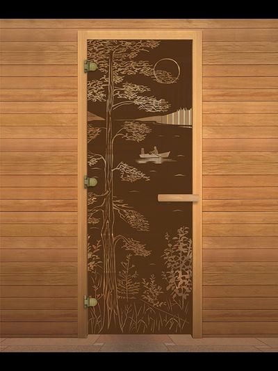 ДВЕРЬ ДЛЯ БАНИ И САУНЫ (1900Х700, БРОНЗА МАТОВАЯ ТАЙГА, КОРОБКА ОСИНА)