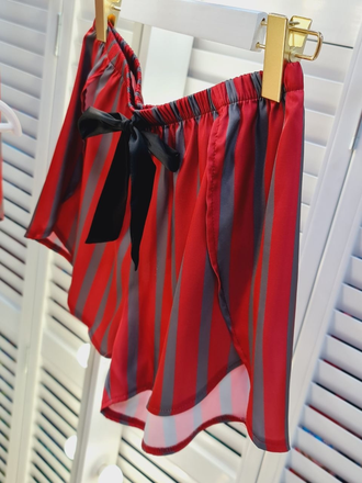 Майка и шорты Виктория Сикрет бордово-серая полоска