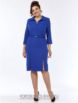 Модель: 2848.Женское деловое платье в классическом стиле цвета электрик.