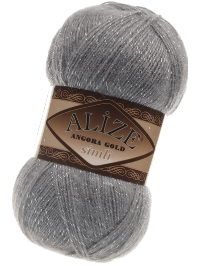Angora Gold Simli (Alize) пряжа цвет № 87 угольно-серый
