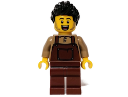 Man, Black Spiky Hair, Dark Tan Shirt, Reddish Brown Overalls and Legs, n/a (hol260)