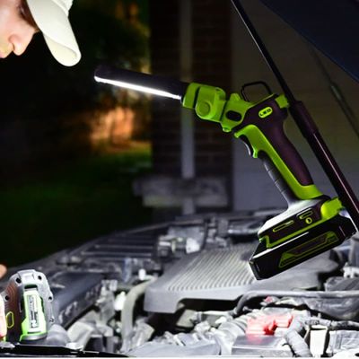 Рабочий аккумуляторный LED-фонарь 2-в-1 Greenworks G24UL 24V, сменные плафоны
