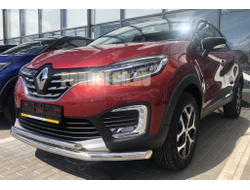 Защита переднего бампера двойная с подгибами d60/42 для Renault Kaptur (2020-...)