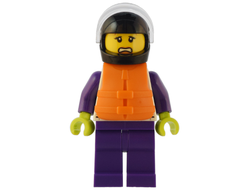 Speedboat Raft Driver - Female, White Jacket with Dolphin, Dark Purple Legs, Black Helmet, Trans-Clear Visor, Orange Life Jacket, n/a (cty1550)