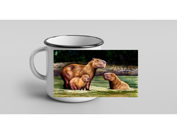 Кружка металлическая эмалированная Капибара, Kapibara-san №19