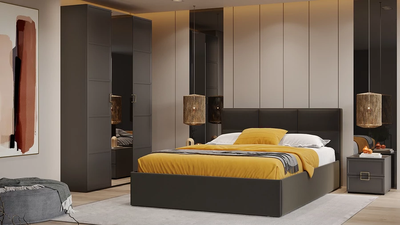 Композиция Спальни СТЕЛЛА Серый вулкан/Фон серый