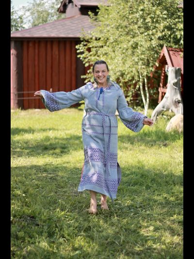 Платье славянское "Волшебница" ручное ткачество