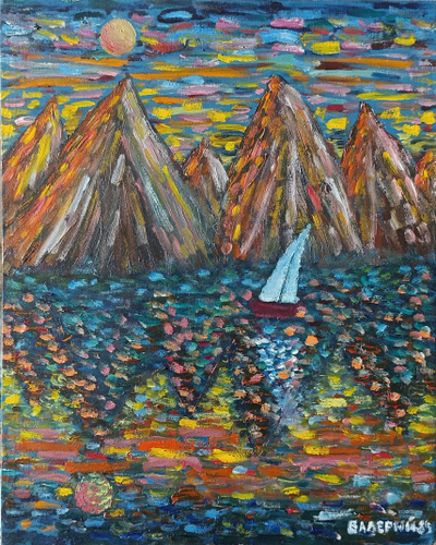 "Зима" картон масло Павлычев С.А. 1980-е годы