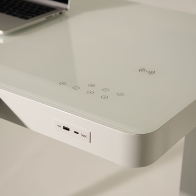 Умный стол 140×70 белый | закалённое стекло