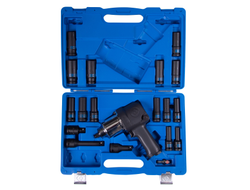 Гайковерт пневматический ударный 1/2", 881 Нм, с комплектом головок, 19 предметов KING TONY 44108AMP01