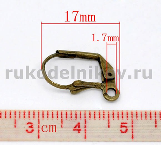 швензы с замком 17 x 10 мм, цвет-античная бронза, пара