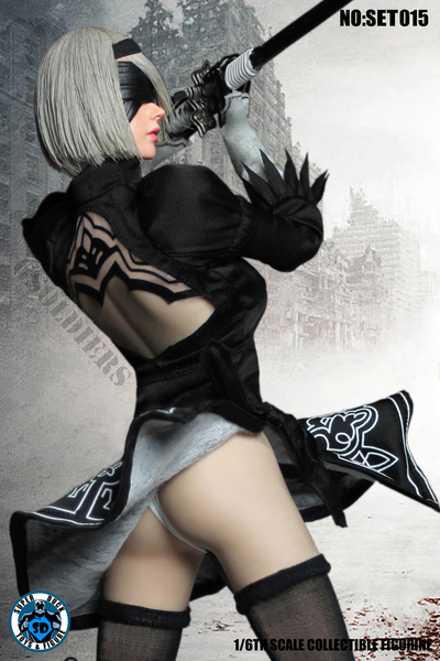 Андроид 2B Nier: Automata ФИГУРКА 1/6 Cosplay Sexy Robot Head Sculpt Costume Set (SET015) SUPER DUCK