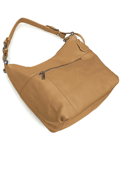 (АРТИКУЛ: 10041) СУМКА МЕШОК ЖЕНСКАЯ, НЕБОЛЬШАЯ, НАТУРАЛЬНАЯ КОЖА, ЦВЕТ "КЭМЕЛ", РУЧКА И РЕМЕНЬ ЧЕРЕЗ ПЛЕЧО