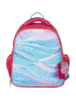 Светящийся школьный рюкзак №1School Basic Волна с ортопедической спинкой (розовый)