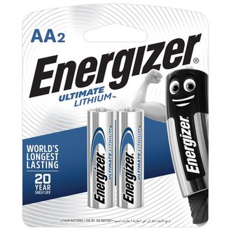 Батарейки КОМПЛЕКТ 2 шт., ENERGIZER Ultimate Lithium, AA (FR06, 15А), литиевые, пальчиковые, блистер, 639154