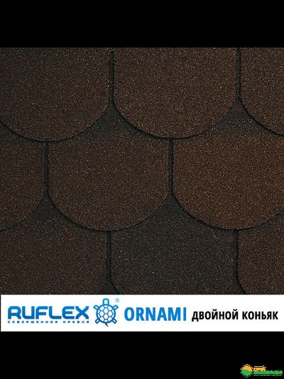 Гибкая черепица Ruflex Ornami (Руфлекс Орнами) цвет: Двойной коньяк