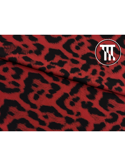 Бифлекс матовый принт Леопард с ворсинками, цв. Красный