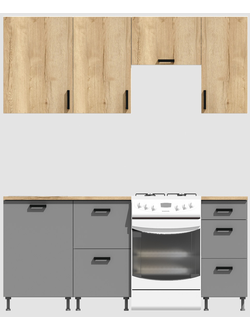 Кухня эконом 1,5 метра (600х500х400) Цвет: Дуб Вотан/Базальт