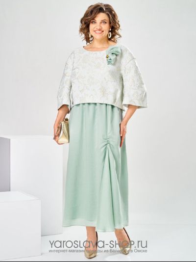 Модель: 2915.Нарядное женское платье в мятном цвете