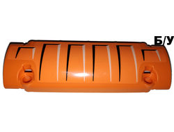 ! Б/У - Technic, Panel Curved 11 x 3 with Sheet Metal Indentations on Orange Background Pattern Model Left Side Sticker - Set 42038, Orange (62531pb033L) - Б/У