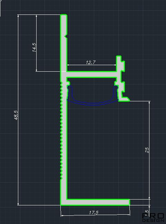 Плинтус скрытого монтажа Pro Design Panel 7210 (КРАШЕННЫЙ ПО RAL) 48.5*12.7*2700 мм