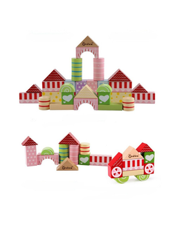 кубики розовые,  деревянные кубики, деревянный конструктор