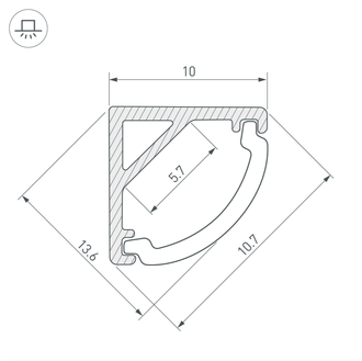 Профиль Arlight ARH-KANT-H10-2000 ANOD (Алюминий)