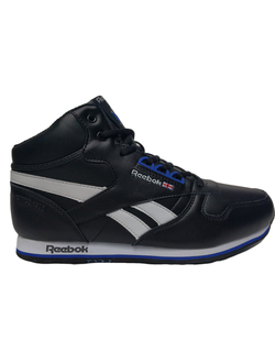 Кроссовки Reebok Classic Mid черно-белые зимние с мехом